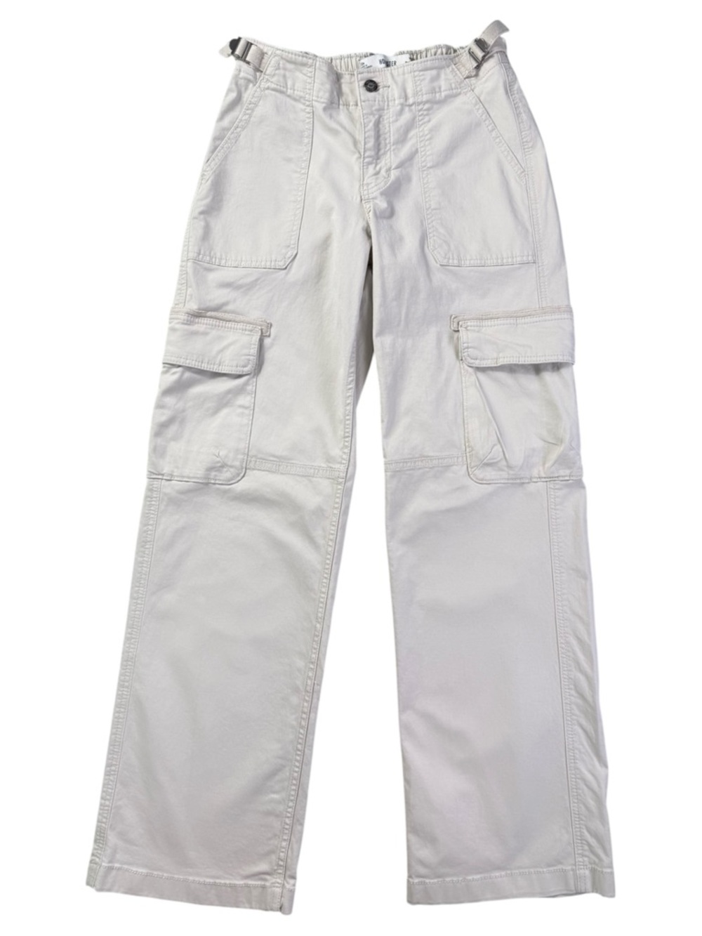 Hollister Low Rise Baggy Cargo Pants Size 24 Regular Light Khaki/Stone